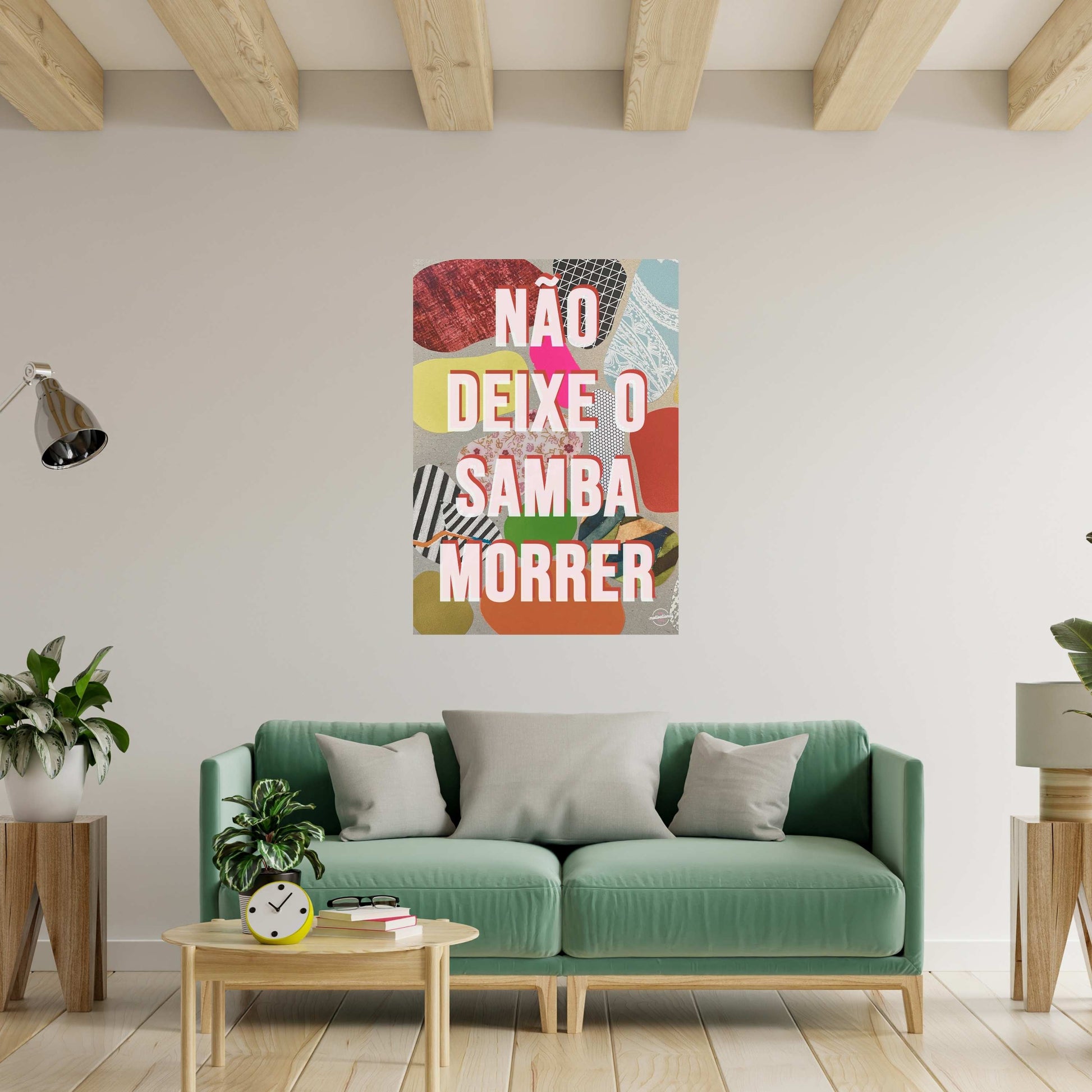 Não Deixe o Samba Morrer print — vibrant collage celebrating Brazilian culture