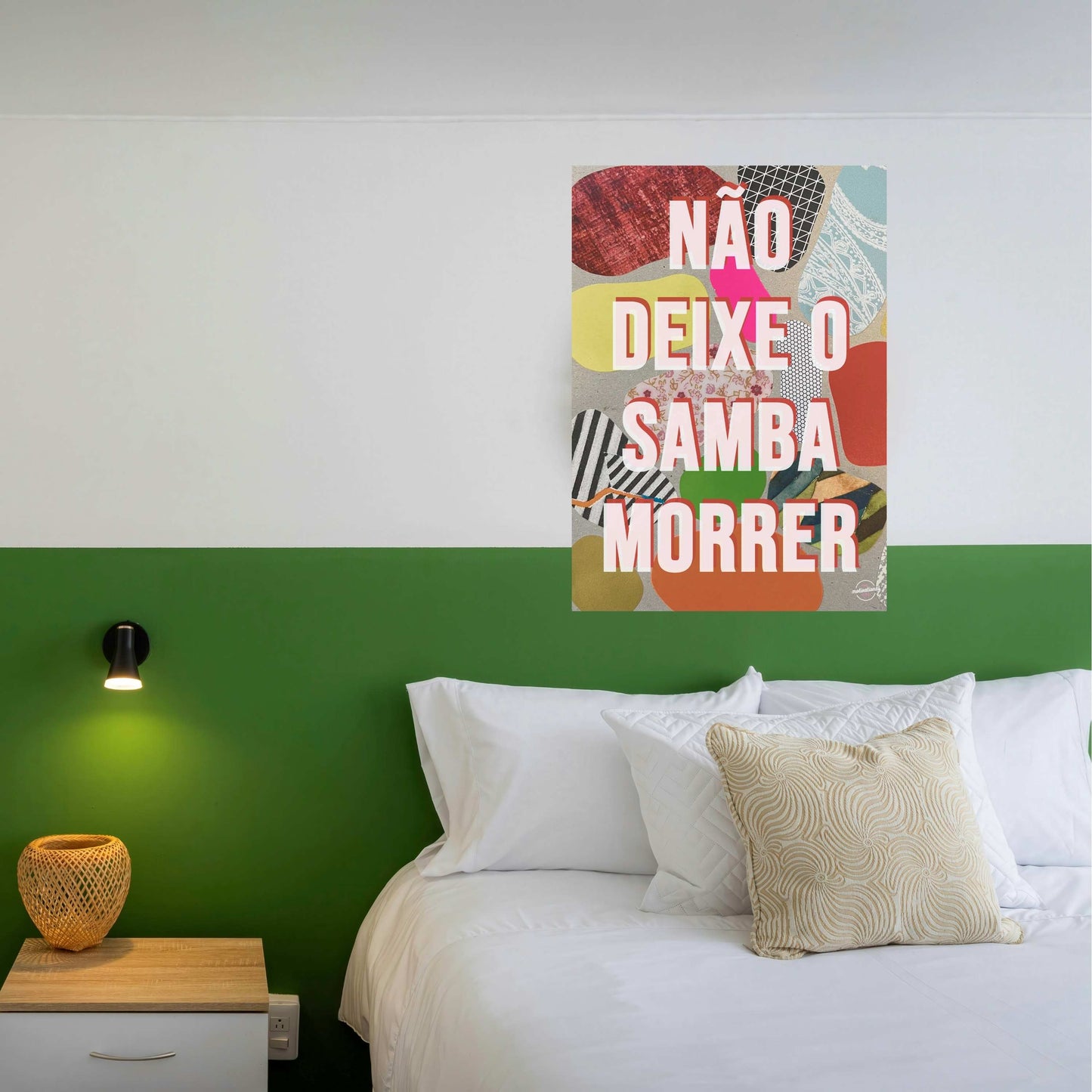 Não Deixe o Samba Morrer wall art — detail of bold colours and textures